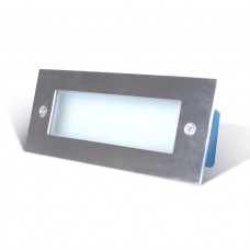 Φωτιστικό Χωνευτό Ορθογώνιο LED 3W 230V 3000K Θερμό Φως Αλουμινίου Inox IP65